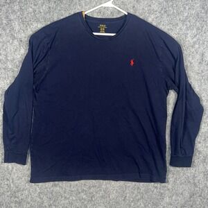 Polo Ralph Lauren Men's XL Long Sleeve T-Shirt Navy Blue Red Pony Logo Cotton